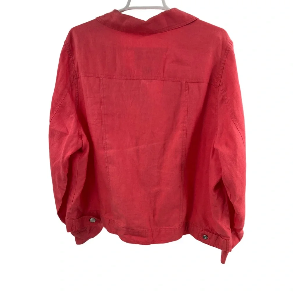 Saint Tropez West 2X linen jacket shacket coral plus office casual vacation
